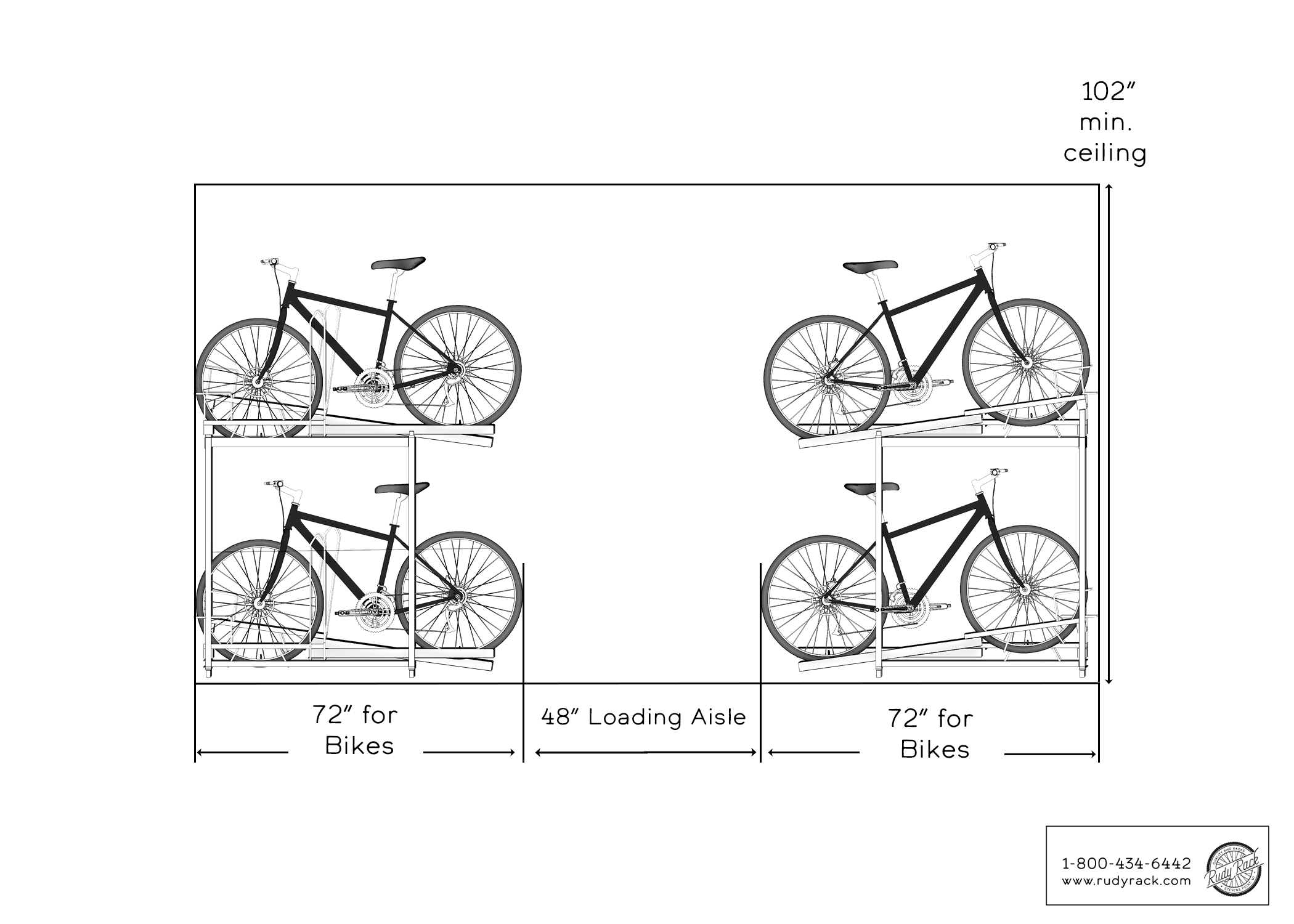 Commercial Double Decker Ground Mounted Freestanding Rack