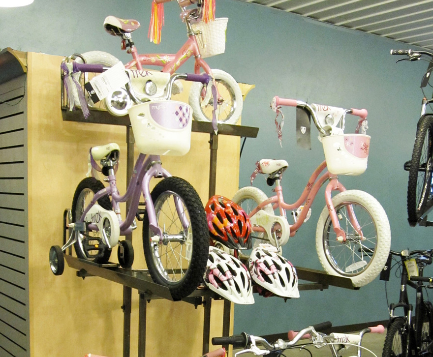 Kids Bike Tower with Helmet Display